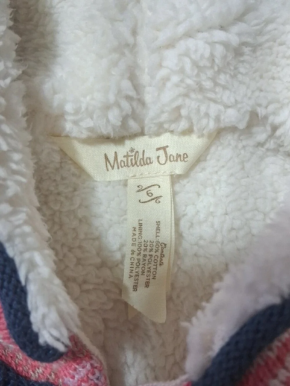 Matilda Jane Size 6 WARM HUGS Vest Hood Sherpa Lined Make Believe Girls